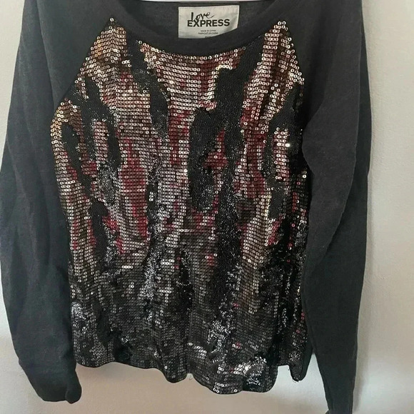Love Express sequin animal print sweatshirt size XS - Picture 1 of 3
